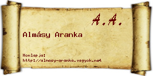 Almásy Aranka névjegykártya